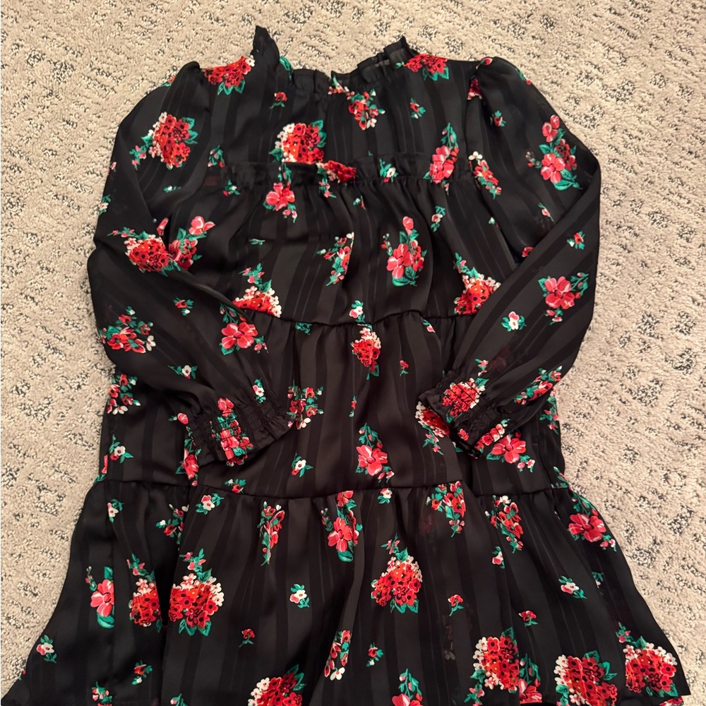 Cat & Jack Black Dress with Floral Design